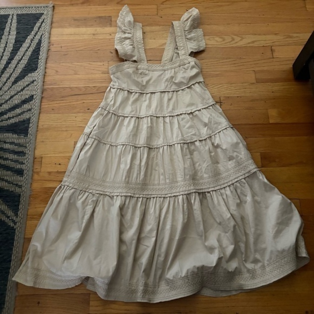 Karlie Tan Ruffle MIDI Dress Size Small